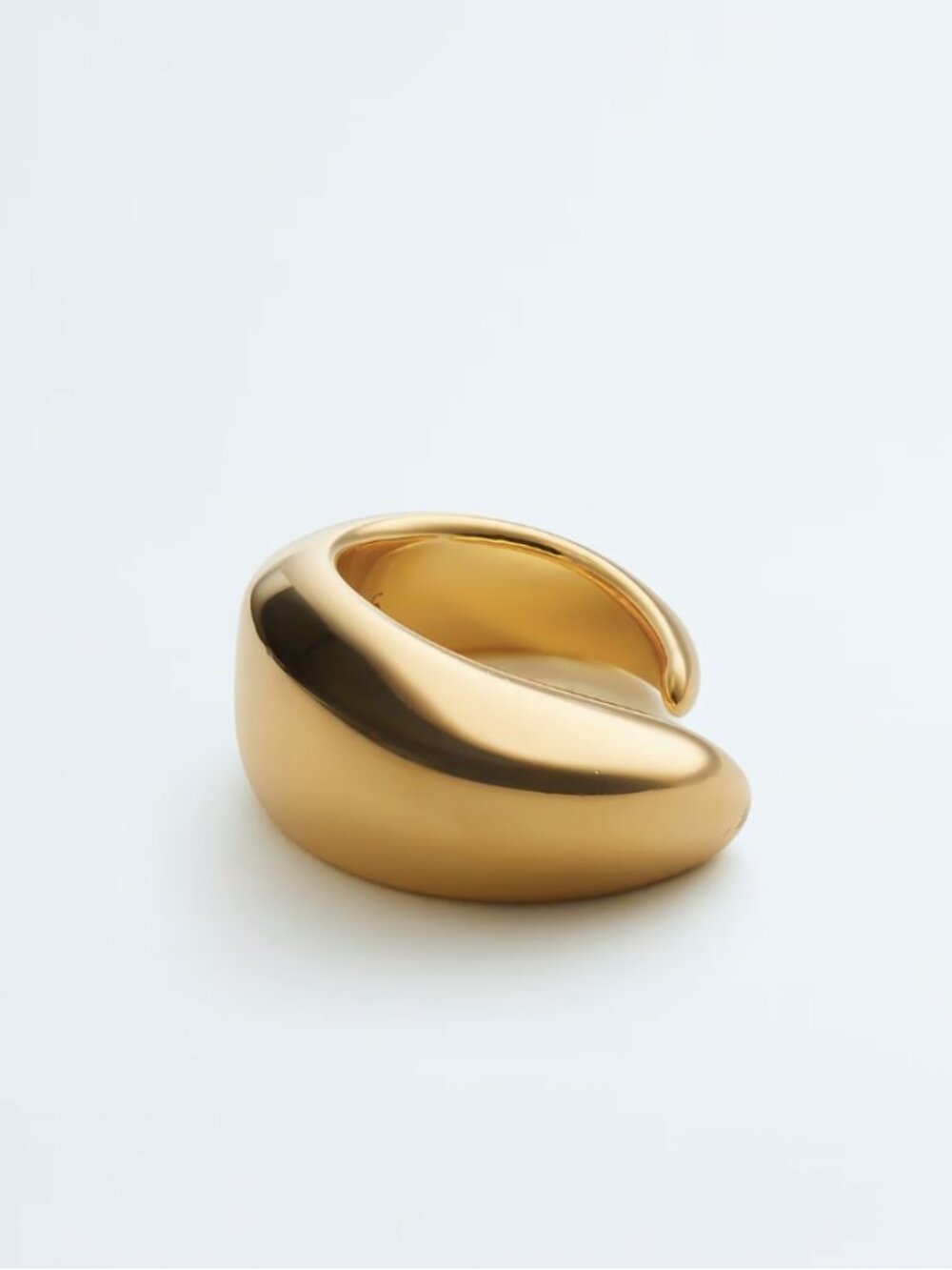 Bottega Veneta Prisma Sculptural 18k Yellow Gold Plated Ring Size 7
